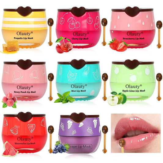 8 PCS Bee Lip Balm Honey Pot, Honey Lip Balm Bulk, Moisturising Sleep Lip Mask Overnight with Sticks, Reduce Lip Lines, Bulk Gifts, Mothers Day Gift, Teacher Gift, Party Favors for Women