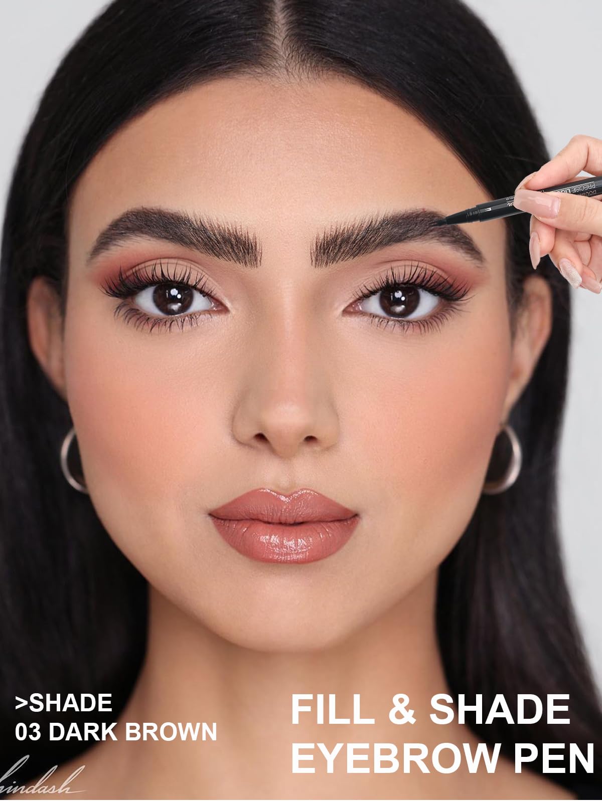 Eyebrow Pen - Eyebrow Pencil, Brow Pencil 2-in-1 Dual-Ended Microblading Eyebrow Pen with Micro-Fork-Tip and Precise Brush-Tip Create Natural Hair-Like Brows, Last All-Day, Dark Brown