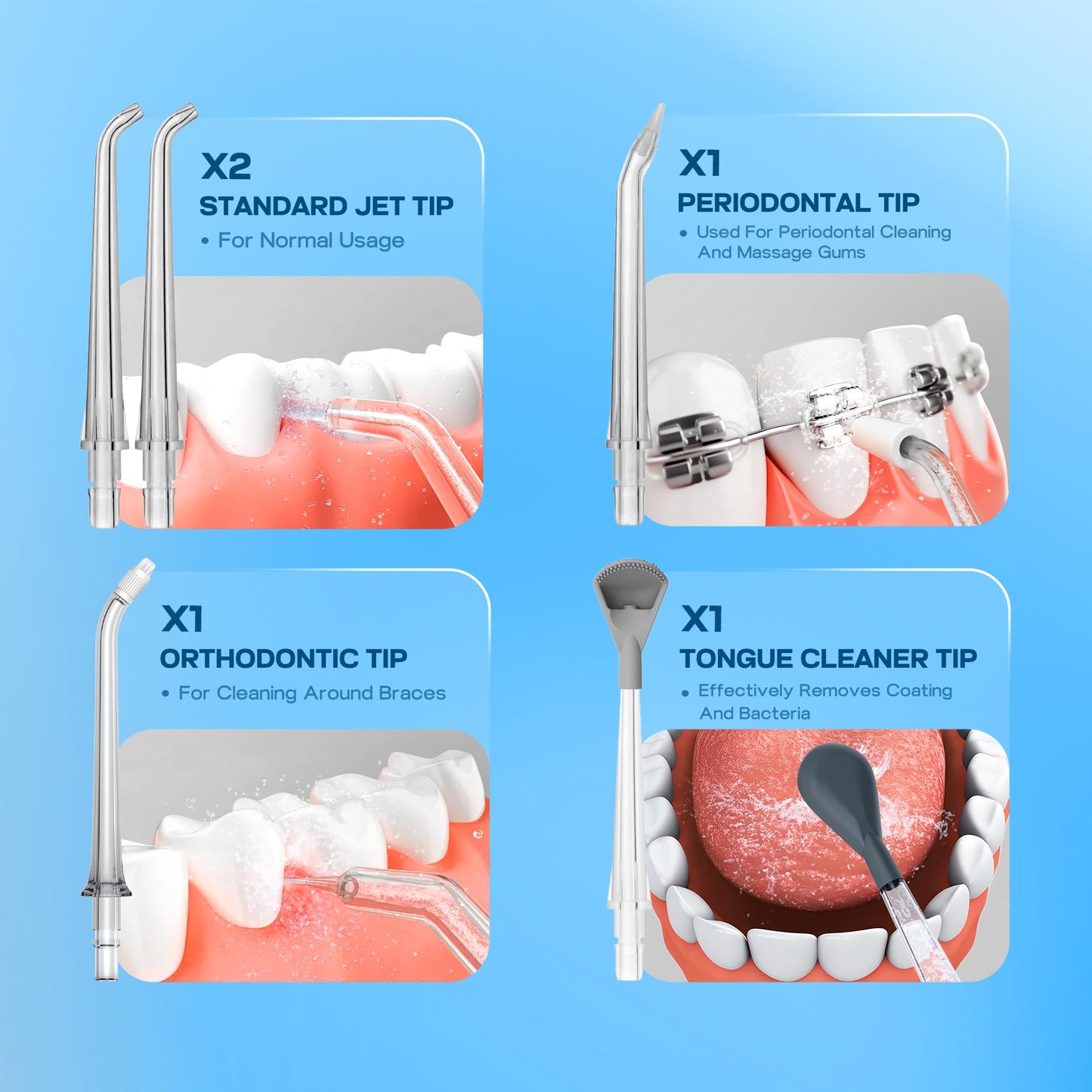 Water Flosser Cordless Portable, 300ML Detachable Oral Irrigator for Teeth Cleaning, 5 Modes Dental Water Flosser for Braces & Gum Care, USB Rechargeable Waterproof