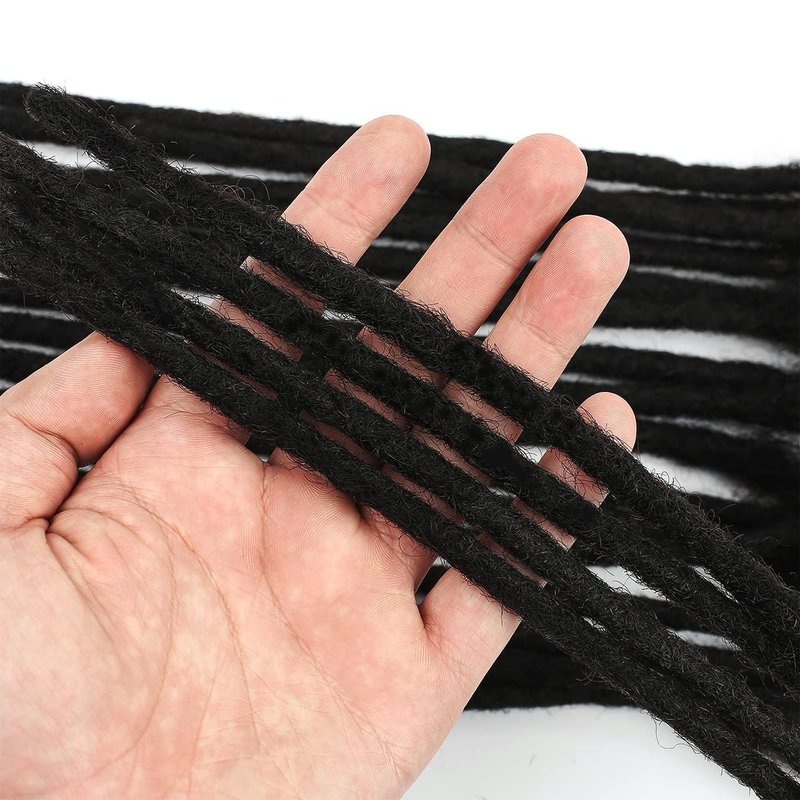 100% Human Hair 0.4cm Width 8 Inch 30 Strands Loc extensions Human Hair with Curly Ends Full Handmade Dreadlock Extensions Can be dyed and bleached for Men Women Kids