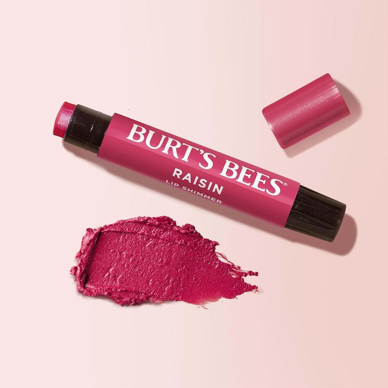 Burt's Bees Lip Shimmer - Moisturizing Tinted Lip Balm Stick | Raisin, 0.09 Oz, Buildable Color & Glowy Finish