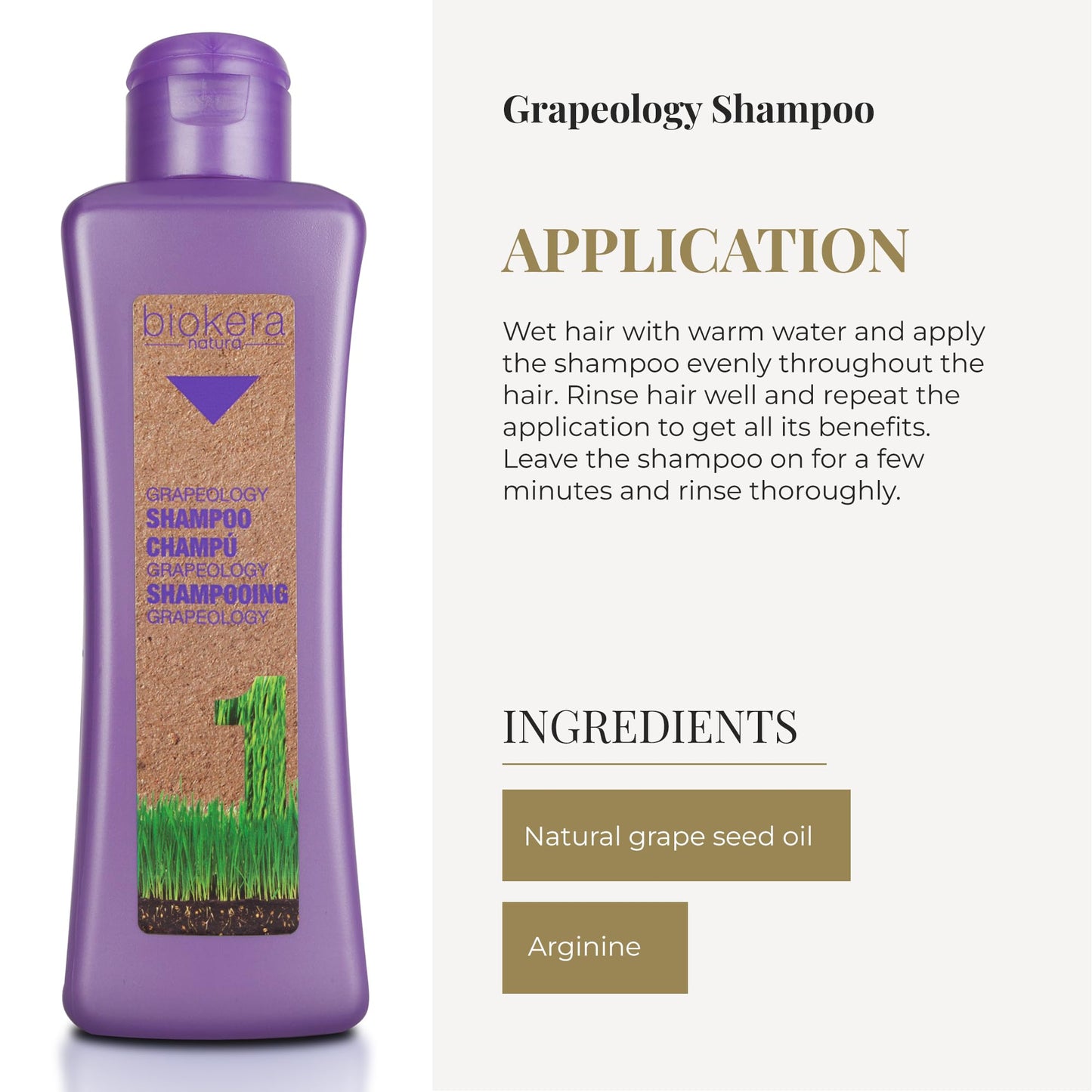 SALERM - Shampoo for White or Bleached Hair - Grapeology Biokera Natura Shampoo - 300 ml - With Grape Seed Oil - Nourishes and Hydrates Hair - Gentle Cleanse - Prevents Color Oxidation