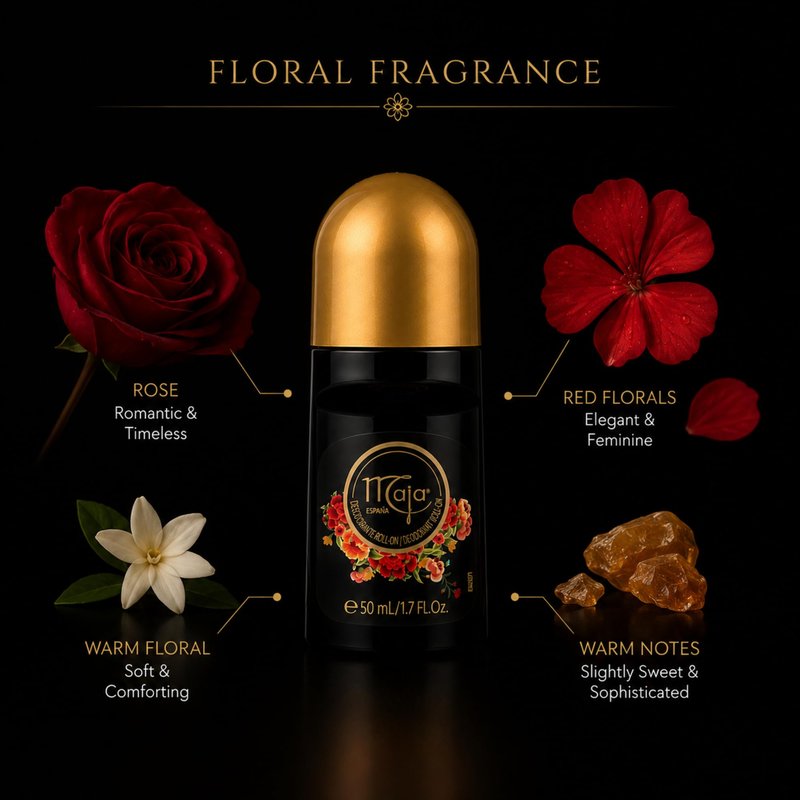 Maja España Roll-On Deodorant for Women 50 mL / 1.7 Fl Oz – Long Lasting Floral Fragrance, Elegant Daily Protection, Quick Dry Roll-On Desodorante Floral Mujer 3 Pack