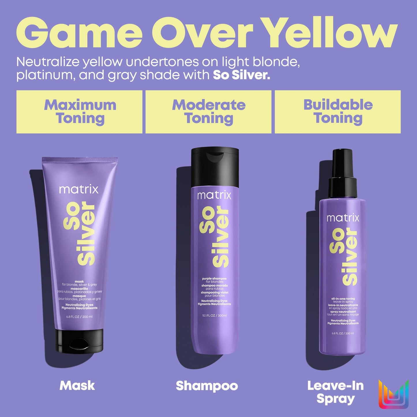 Matrix So Silver Toning Purple Hair Mask | Deep Conditioning | Repairs Damaged Blonde & Silver Hair | Neutralizes Yellow Tones | For Color Treated or Bleached Hair | Packaging May Vary | Vegan
