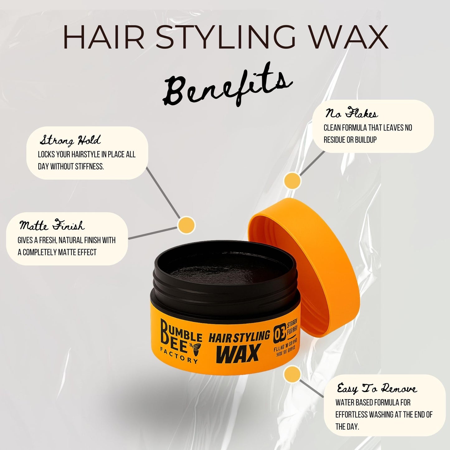 BUMBLE BEE Hair Styling Wax, 4 Styles, Firm Hold, Natural Finish (150 ml, 02 White (Matte))