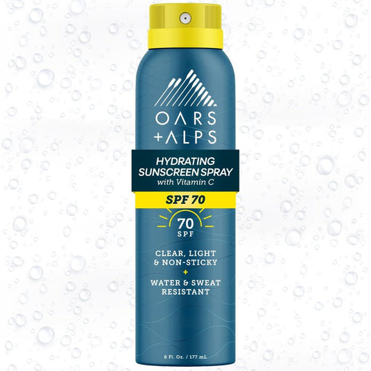 Oars + Alps SPF 70 Face & Body Broad Spectrum Sunscreen Spray | Fast-Absorbing, Lightweight, Non-Greasy, Hawaii Reef Act 104 Compliant, Water-Resistant, Octinoxate + Oxybenzone Free, 6 Oz, 1 Pack