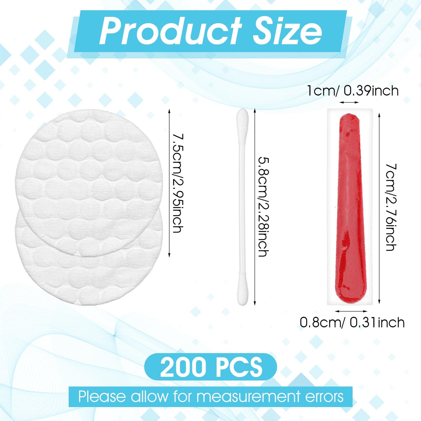 200 Pieces Hotel Vanity Kit Individually Wrapped Hotel Amenities Disposable Travel Size Hotels Hospitality Supplies, Each Includes 2 Cotton Pads 4 Cotton Swabs Nail File for Motels Makeup Toiletries