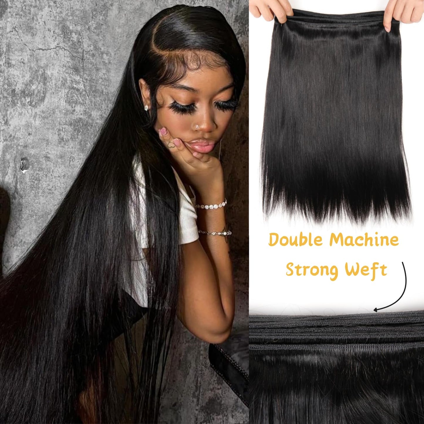 Human Hair Bundles Straight 3 Bundles Human Hair 16 18 20 Inch 100% Unprocessed 12A Brazilian Virgin Hair Bundles Weave Straight Human Hair Extensions