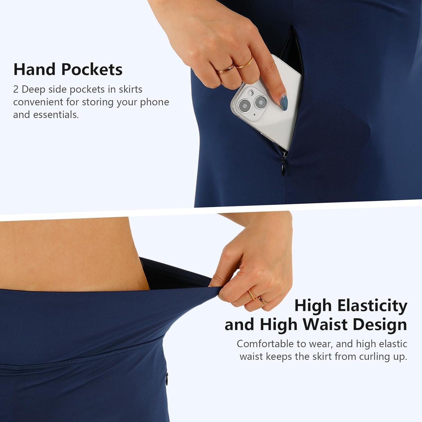 Modest Knee-Length Womens Skorts - Athletic Midi Running Skirt | Comfortable Fit