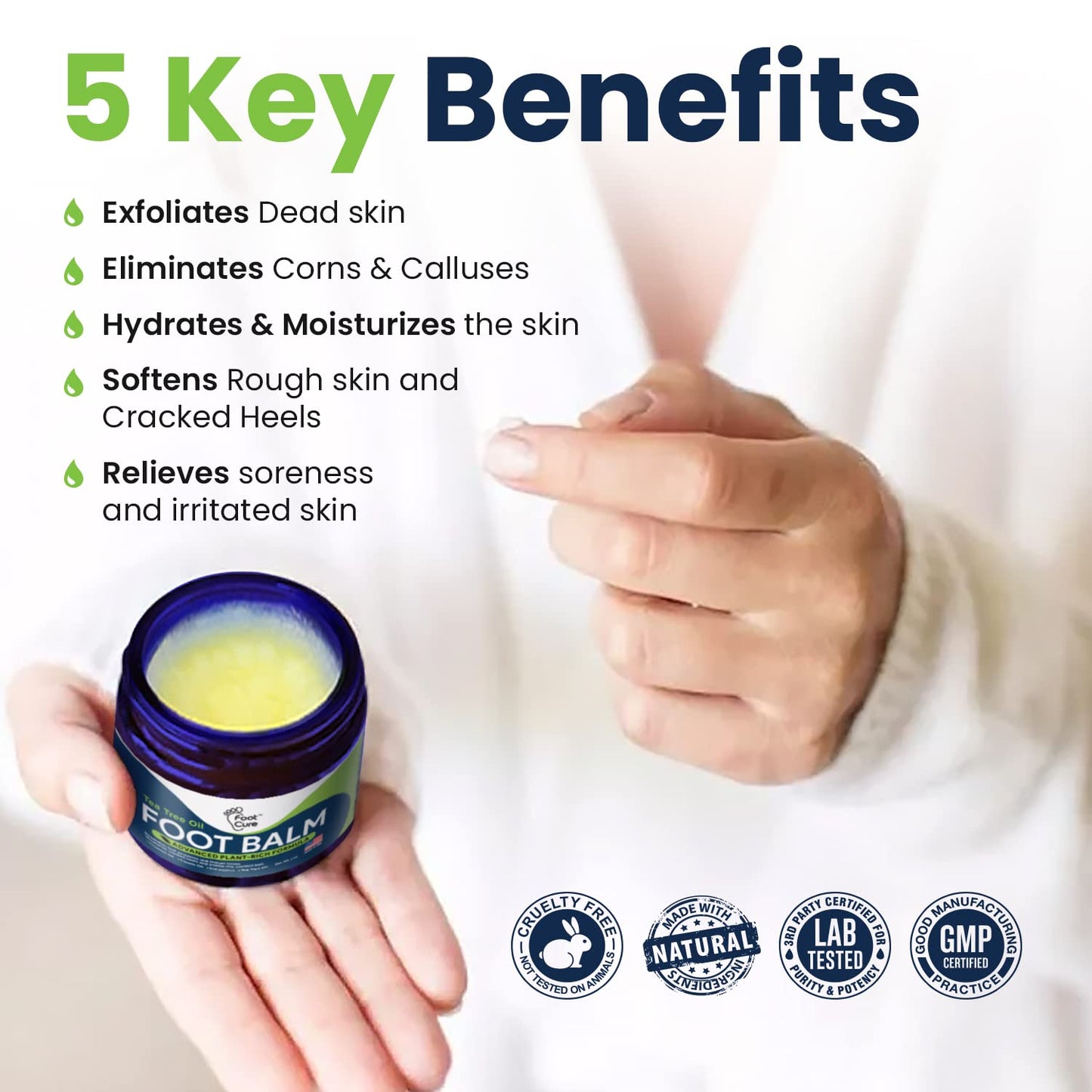 Tea Tree Oil Foot Balm - Hydrating Moisturizer for Dry, Cracked Feet | Soothes Irritated Skin & Treats Athletes Foot
