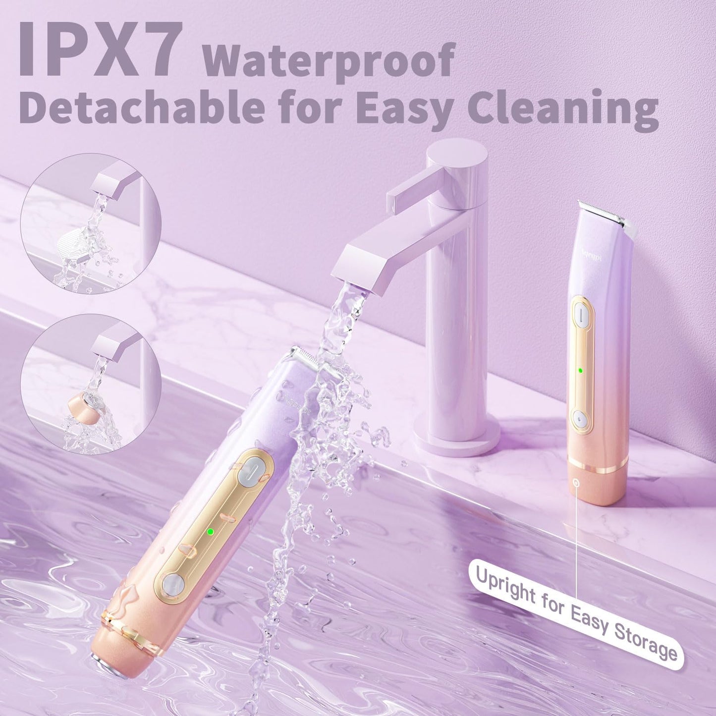 Bikini Trimmer for Women, Electric Razors with Dual Heads, Rechargeable Pubic Hair Trimmer with IPX7 Waterproof, Painless Pro Shaver for Underarm Leg Arm Body Face Private Area（RoyalRose）