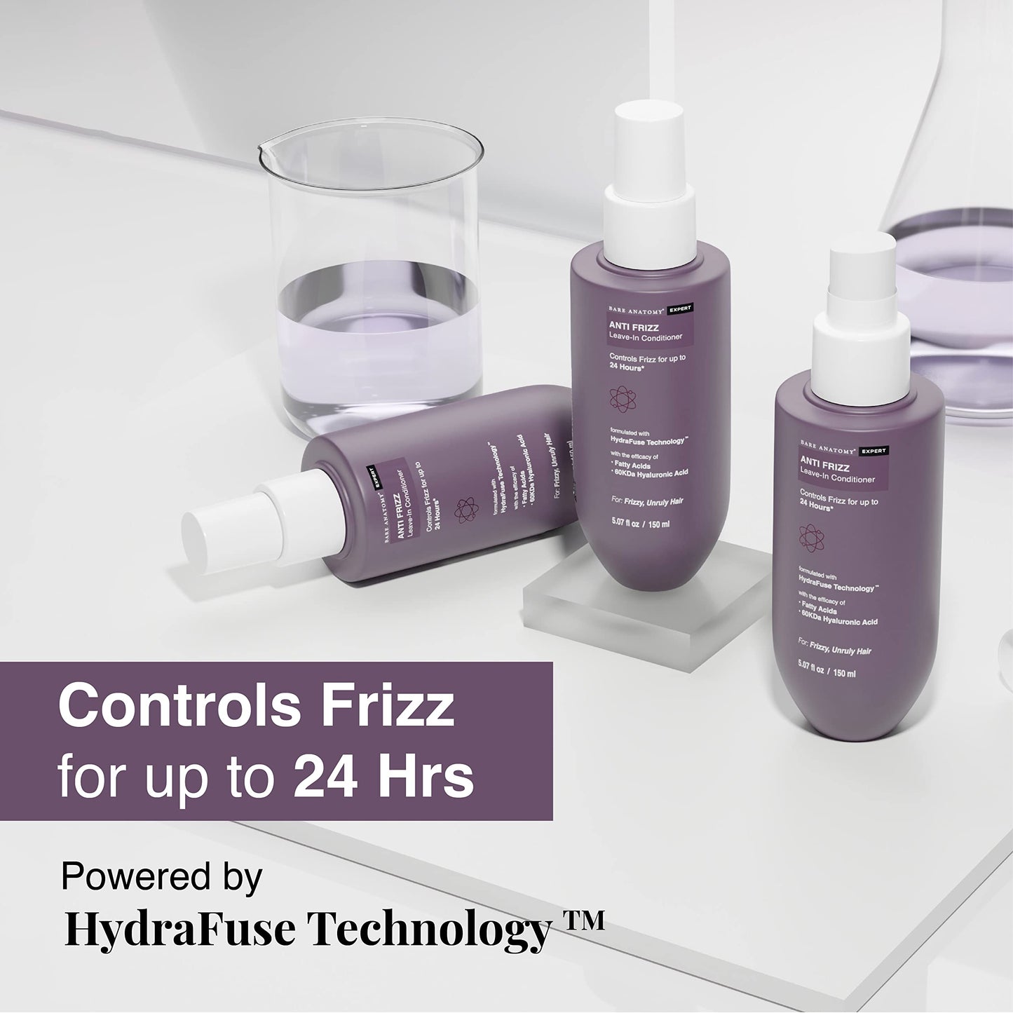 Bare Anatomy Anti Frizz Leave In Conditioner | Deep Conditioned Frizz Controlled Hair For 24 hrs | For Dry & Frizzy Hair | For Women and Men | Get Smoother, Healthy & Glossy Hair | 150ml