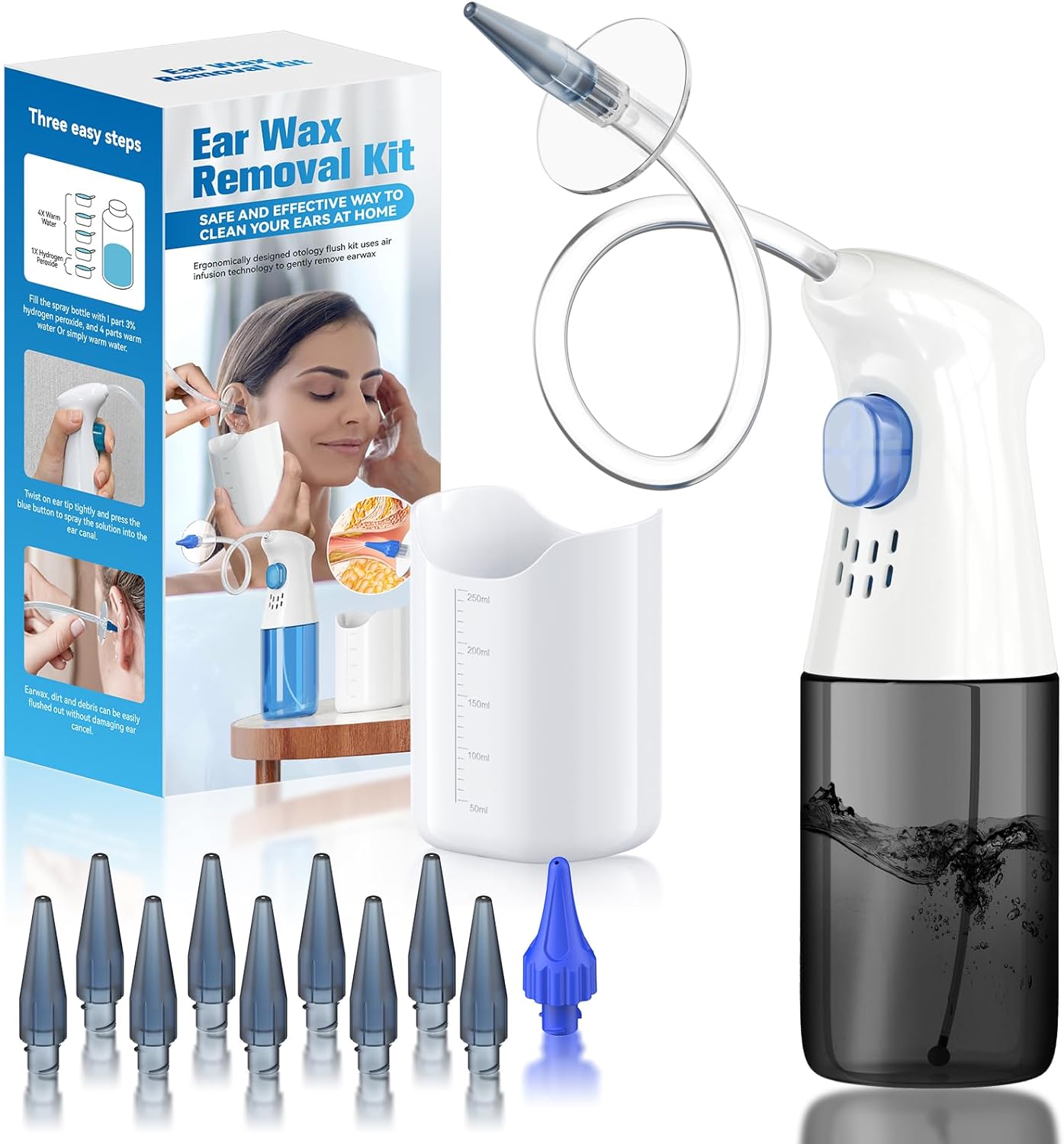 Ear Wax Removal Kit - Safe & Effective Manual Ear Cleaner for Built-Up Wax | Black