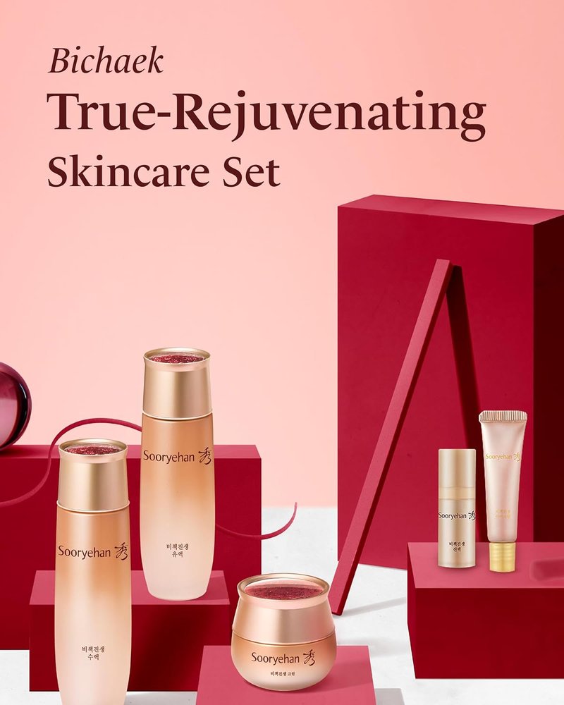 Sooryehan Bichaek True-Rejuvenating Skincare Gift Set | Radiant & Firm Skin, Korean Ginseng Extracts - 206 ml/6.97 fl oz