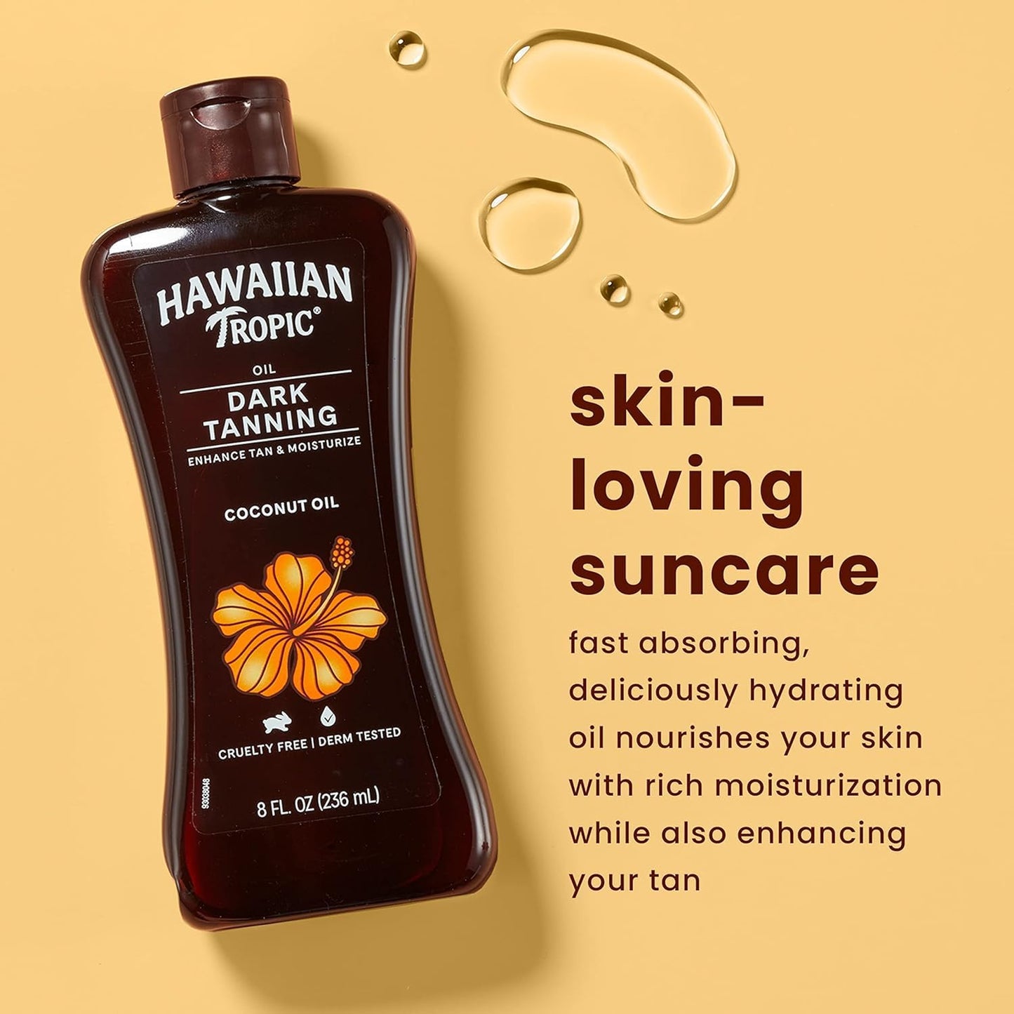 Hawaiian Tropic Dark Tanning Oil, SPF 0, 8 Fluid Ounce (Pack of 3)