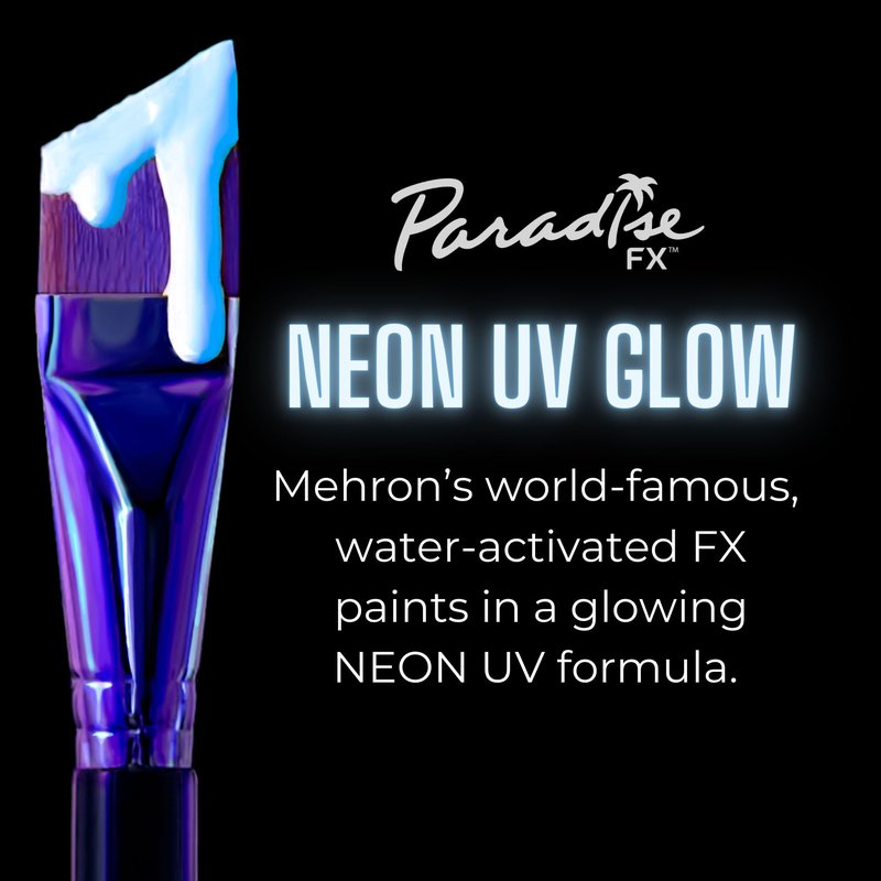 Mehron Paradise FX UV Neon Glow – Dark Matter – Neon Clear/Blue UV 0.25 oz | Pro Water-Activated Shimmer Paint for Raves, Costumes, SFX, Halloween, Stage, Screen, Theater & Cosplay