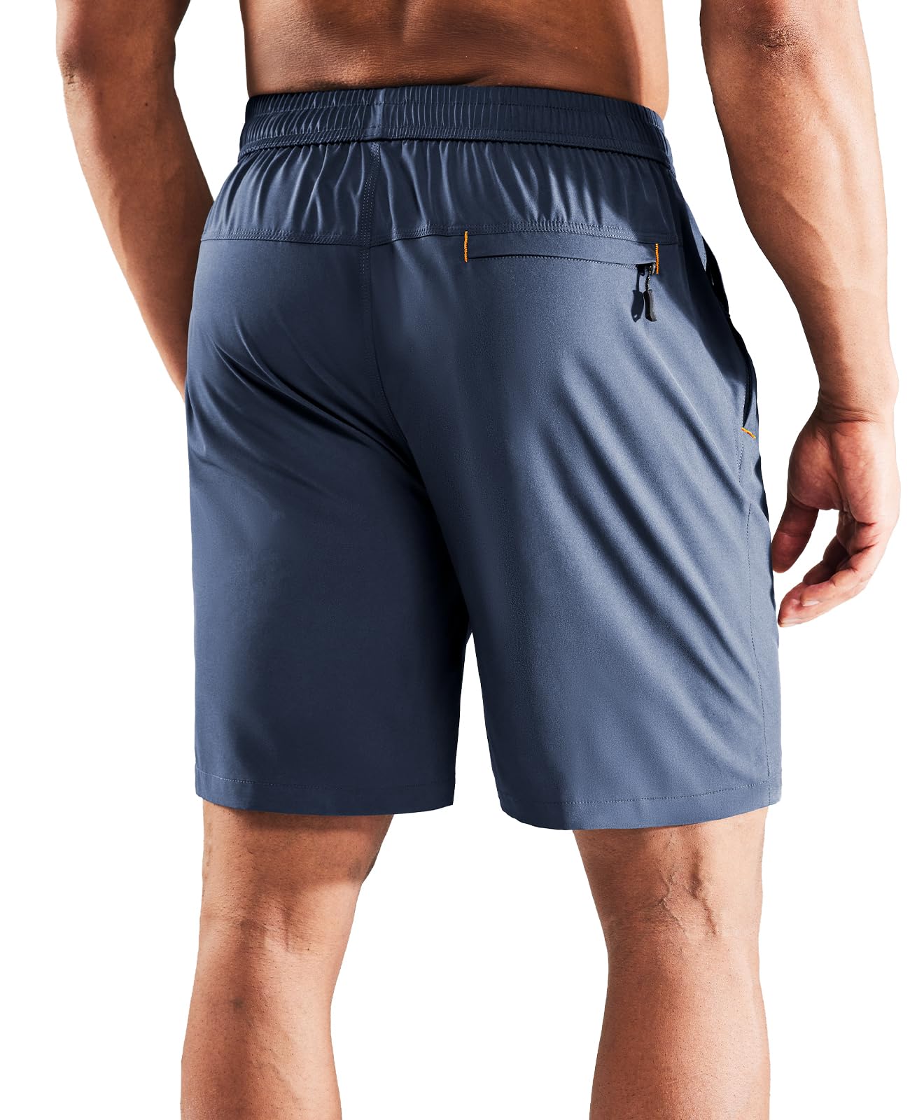 MIER Men's Athletic Shorts Dry Fit Workout 7" Lightweight Sports Gym Running Shorts Basketball Training with Zipper Pockets, Deep Blue, Medium