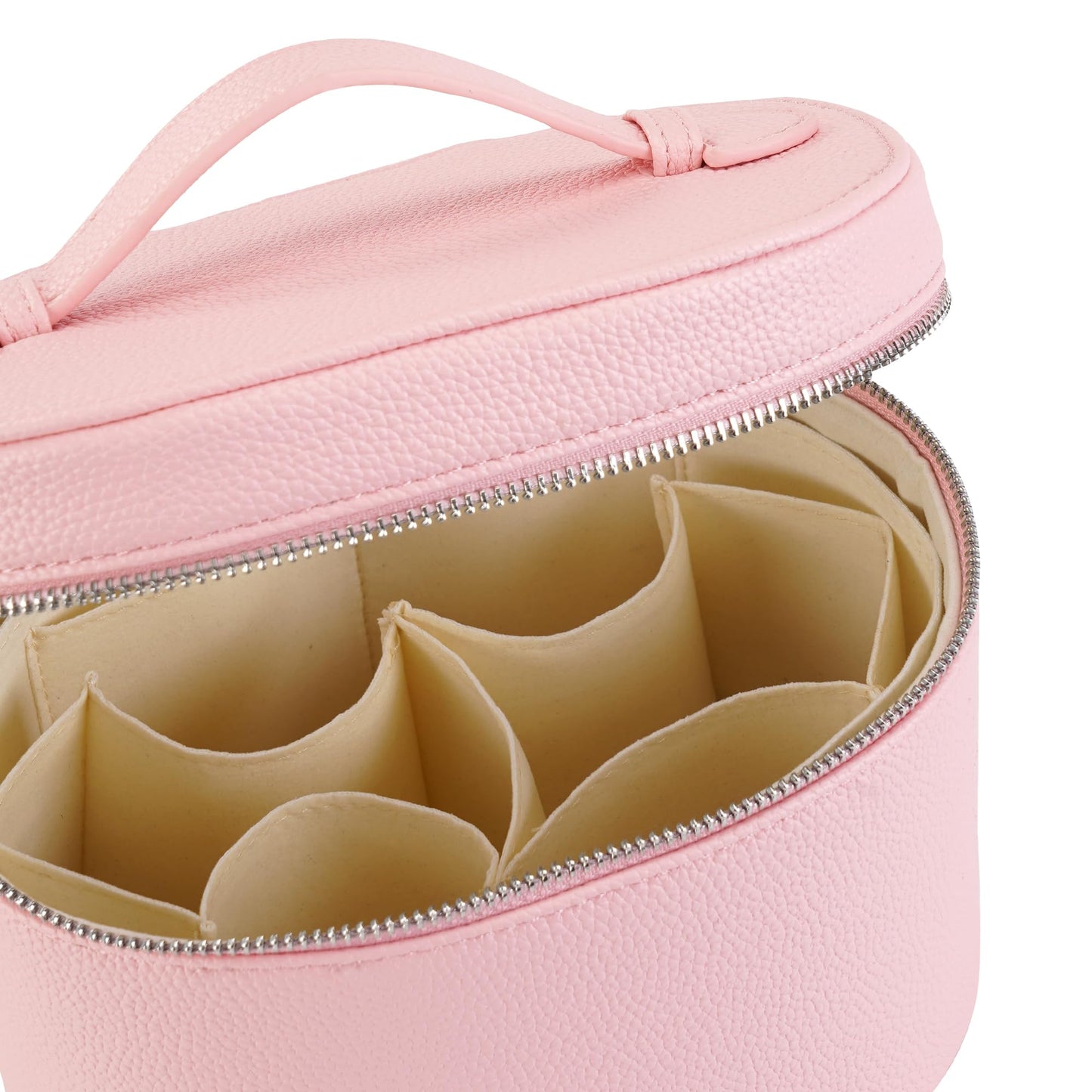 UUYUUY Makeup Bag Vanity Case Cosmetic Bag with Removable Divider Travel Toiletry Bag for Women Portable Make up Box Organizer, Pink