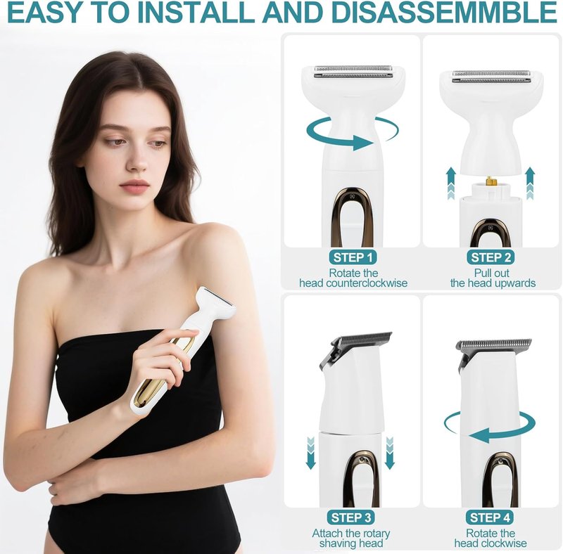 Electric Body Hair Trimmer - 4-in-1 Waterproof Shaver for Men & Women | Rechargeable Grooming Kit