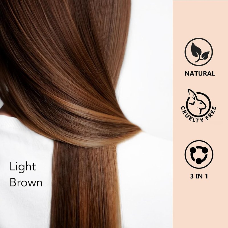 Natural Light Brown Hair Dye Shampoo - 3 in 1 Herbal Color Treatment for Men & Women | 16.9 Fl Oz