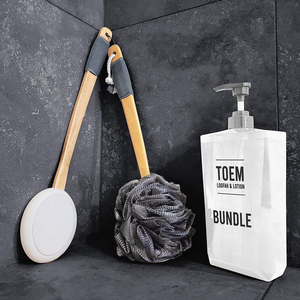 Toem Charcoal Loofah & 4 Pad Lotion Applicator Bundle