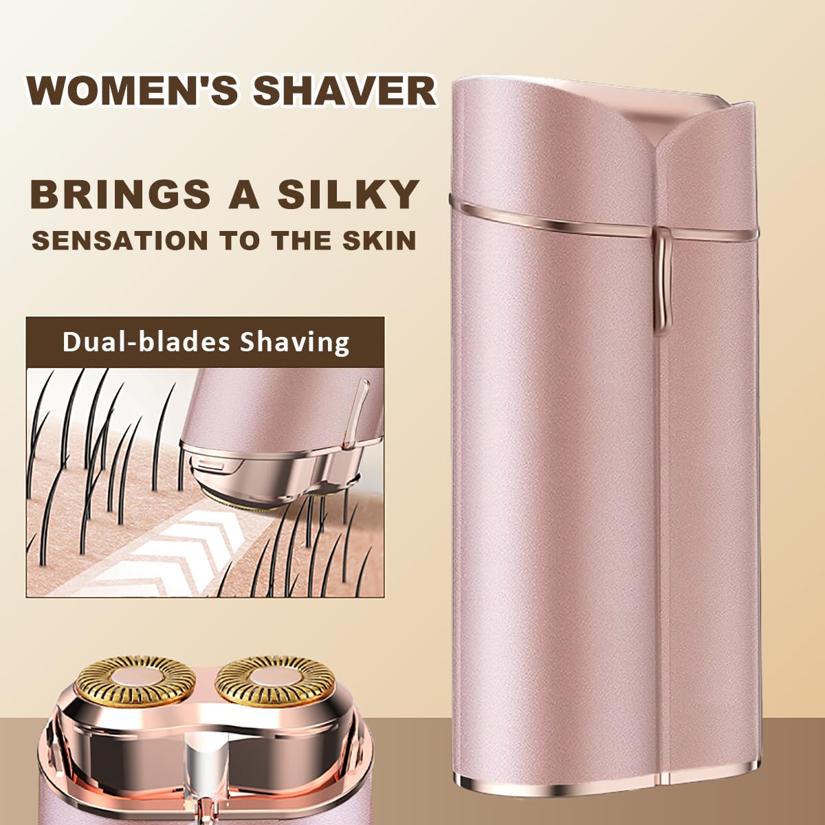 Facial Hair Removal for Women, Portable Painless Lady Shaver with Built-in LED, Wet/Dry Electric Razor Hair Remover Device for Face/Lips/Peach/Fuzz
