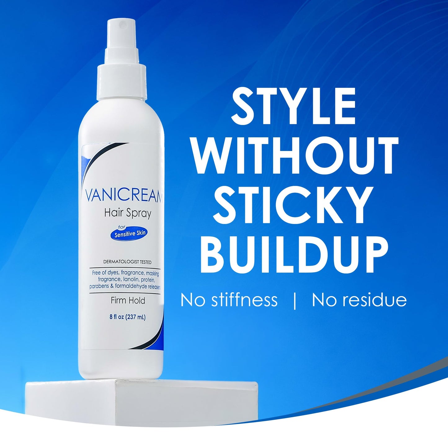 Vanicream Firm Hold Hairspray, Fragrance and Gluten Free, For Sensitive Skin, 8 Ounce, Packaging May Vary