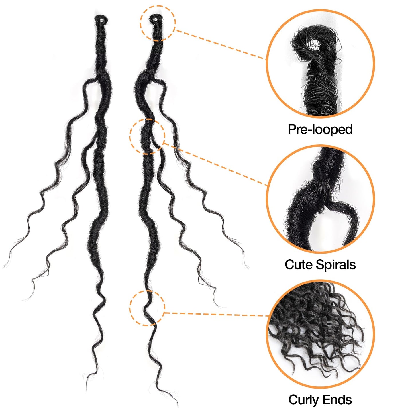 ToyoTress Boho Faux Locs Crochet Hair - 16 Inch Natural Black Bohemian Locs Crochet Hair With Curly Ends for Black Women, Shoulder Length Pre-looped Synthetic Braiding Hair Extensions（16 Inch, 1B-8P)