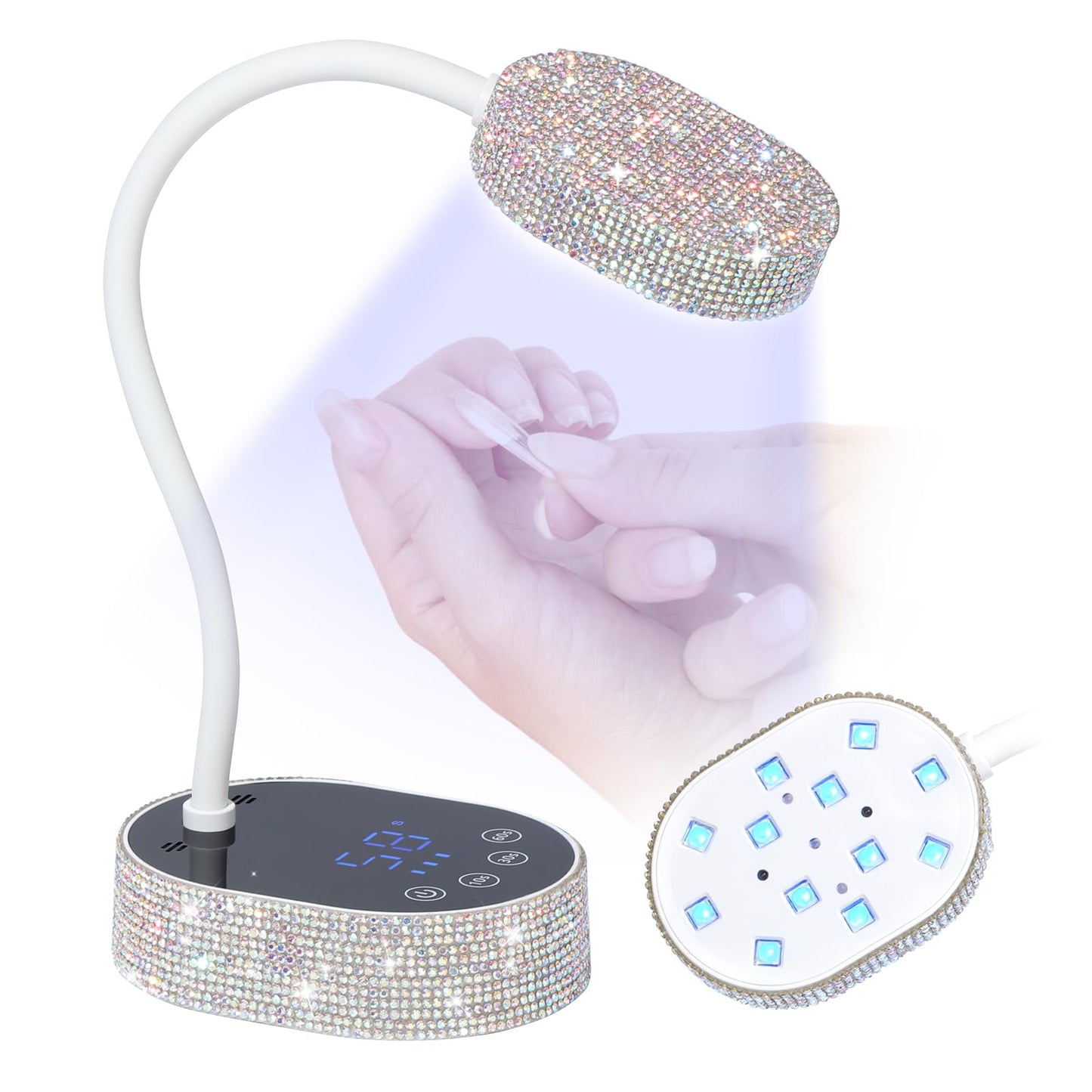 SAVILAND 36W UV Light for Gel Nails: Rhinestone 2025 5S 5X Faster Curing UV Nail Lamp for Gel Polish Diamond Motion Sensor 3 Timers Cordless 360° Flexible LED Flash Cure Lamp Salon DIY