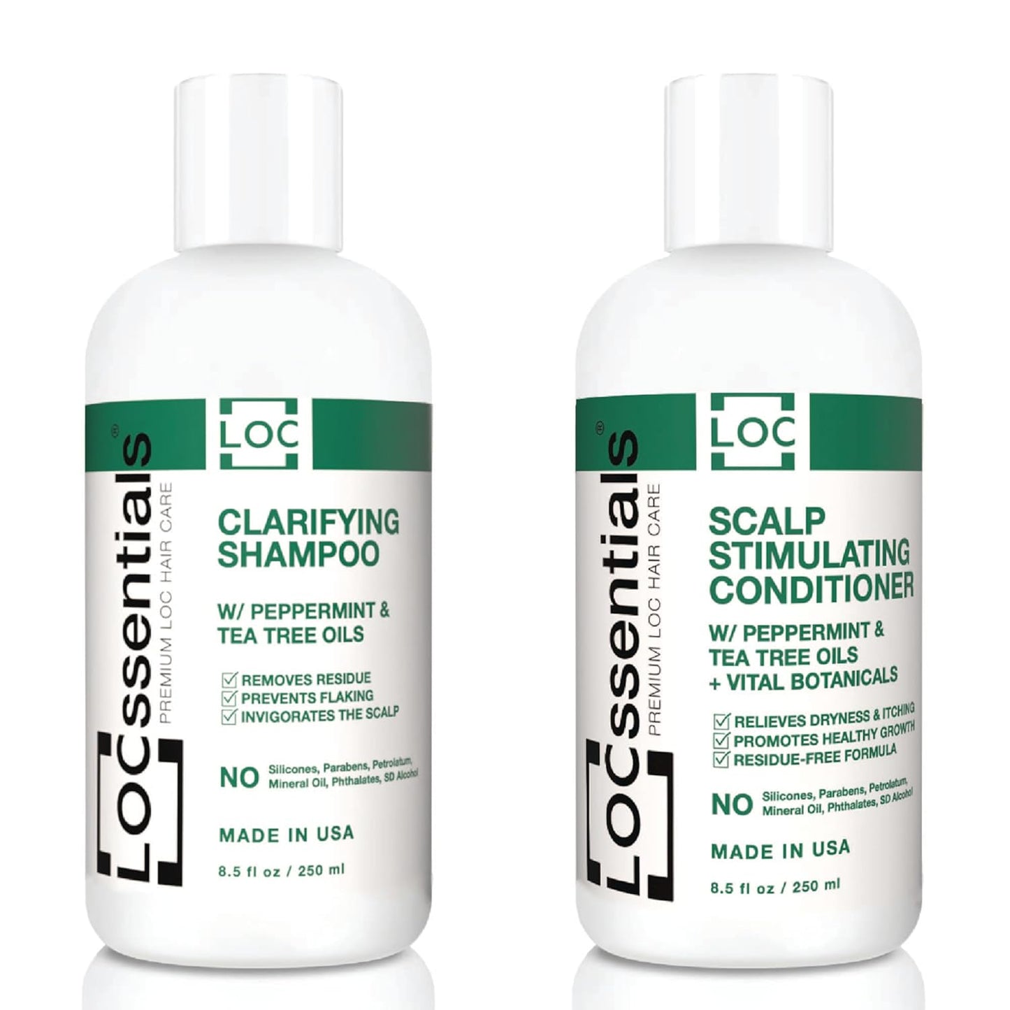 Shampoo & Conditioner Set for Locs, Braids & Dreadlocks - Peppermint & Tea Tree Oils, Nourishing Formula