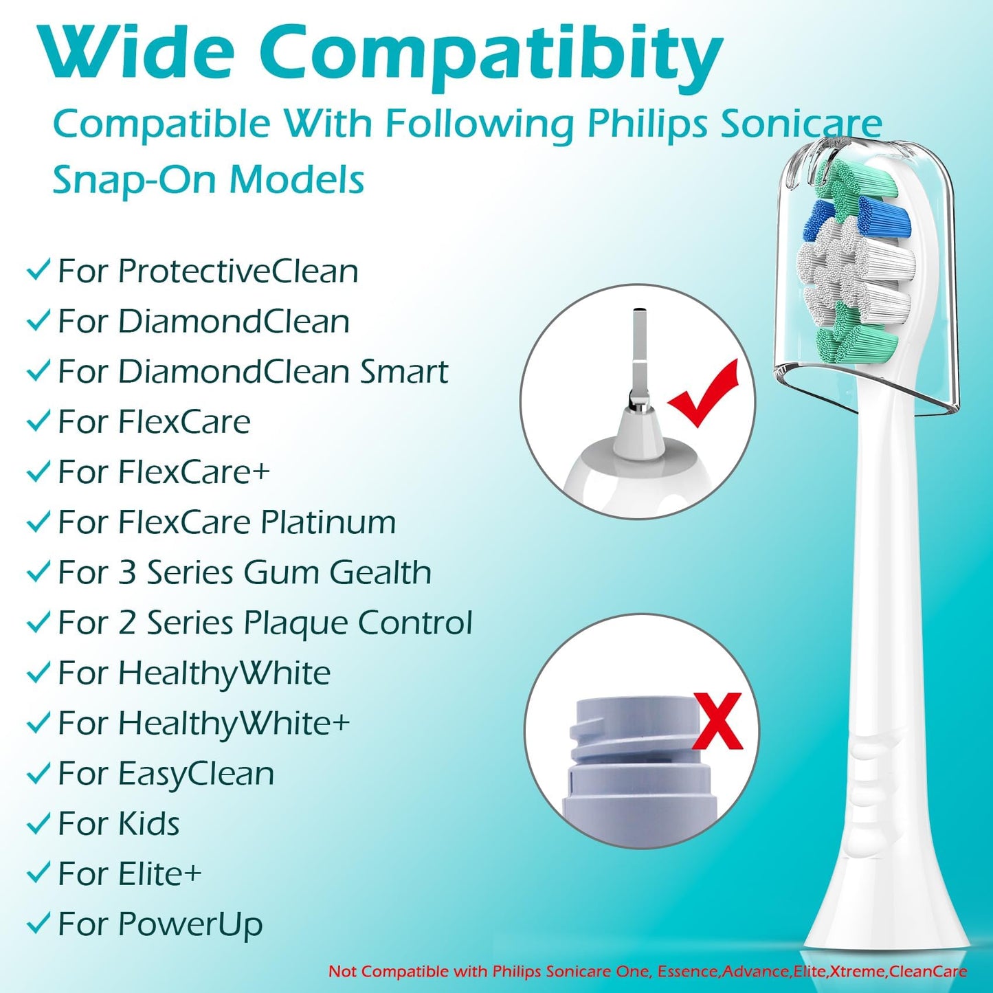 SEEREIN Compatible with Philips sonicare Replacement Heads, Fit Philips Sonicare Toothbrush Heads, Phillips Sonicare Replacement Brush Head C2 C1 G2 W W2 A3 G3 W3 DiamondClean 4100 6100, 10 Pack