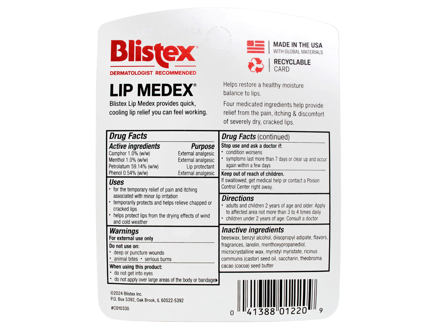 Blistex Lip Medex.25 oz Pack of 24