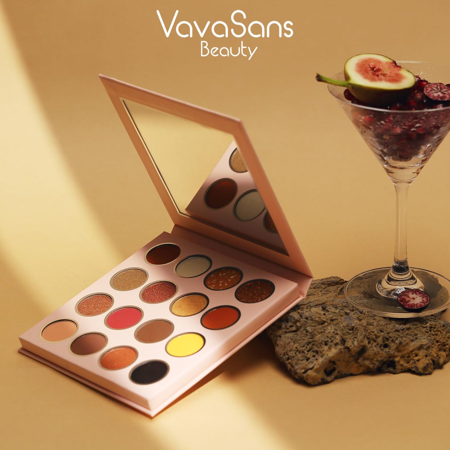 VavaSans Sunset Blvd Eyeshadow Palette 16 Colors Brown Nude Earth Tone Matte Glitter Shimmer Eye Shadow Long Lasting High Pigmented Blendable Smokey Eyeshadow Powder Makeup