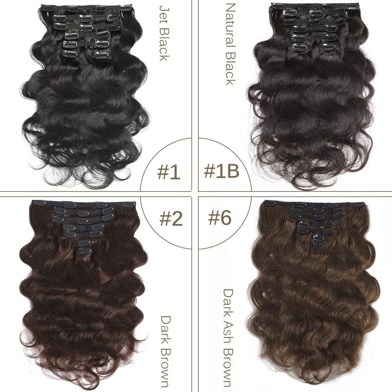 Wavy Clip in Hair Extensions Real Human Hair Urbeauty Hair Clip Ins for Black Women Human Hair Seamless Remy Body Wave Black Clip In Hair Extensions 7pcs/Set Triple Weft 12inch