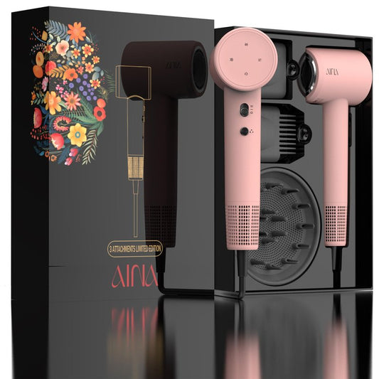 AINA Hair Dryer,Blow Dryer with Diffuser Brush Comb for Women - BLDC Hair Dryer - Brushless Motor, 110,000 RPM Lightweight,Ionic Travel, 3 Magnetic Attachments 110V/ALCI(Baby Pink)