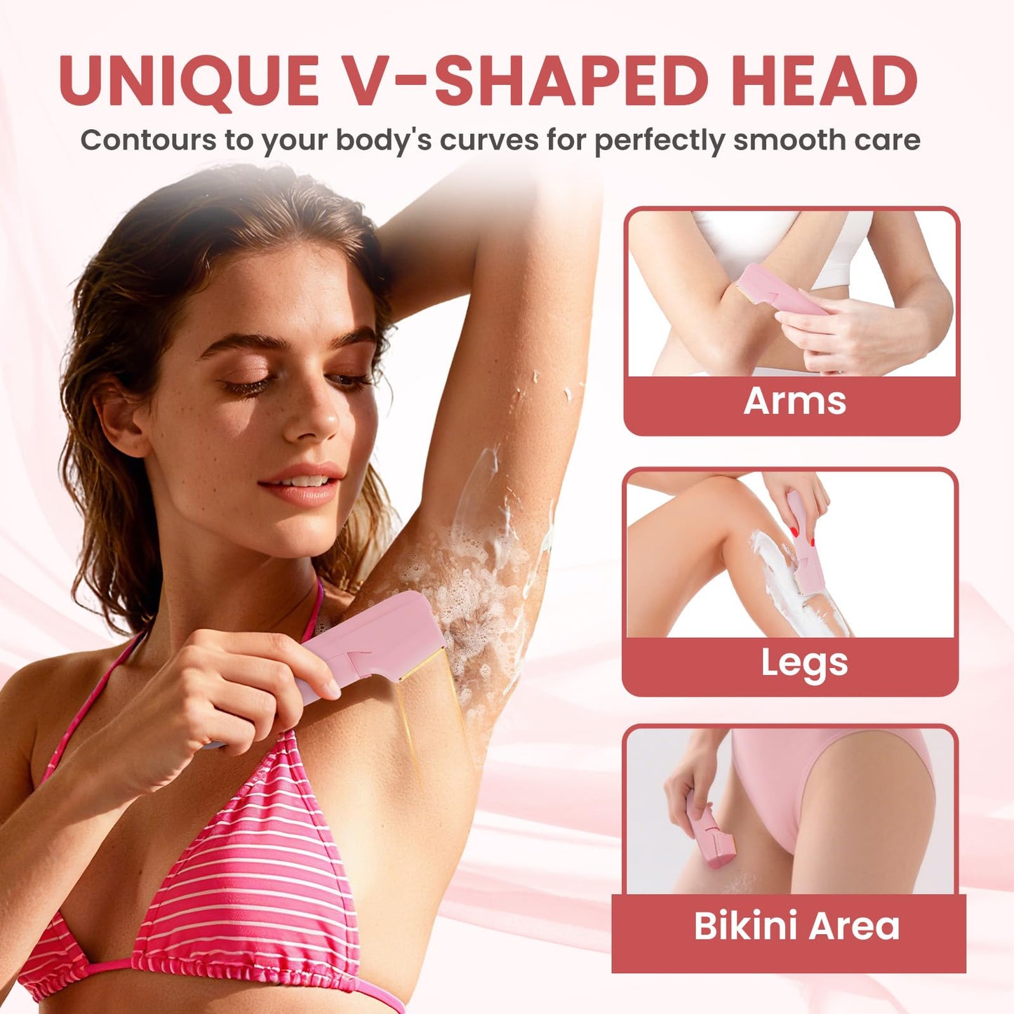 MAXGROOM Electric Razor for Women Pubic Hair - Painless Body Trimmer with LED Light & IPX7 Waterproof, Gentle Bikini Hair Removal for Intimate Area Legs & Armpits (Pink)