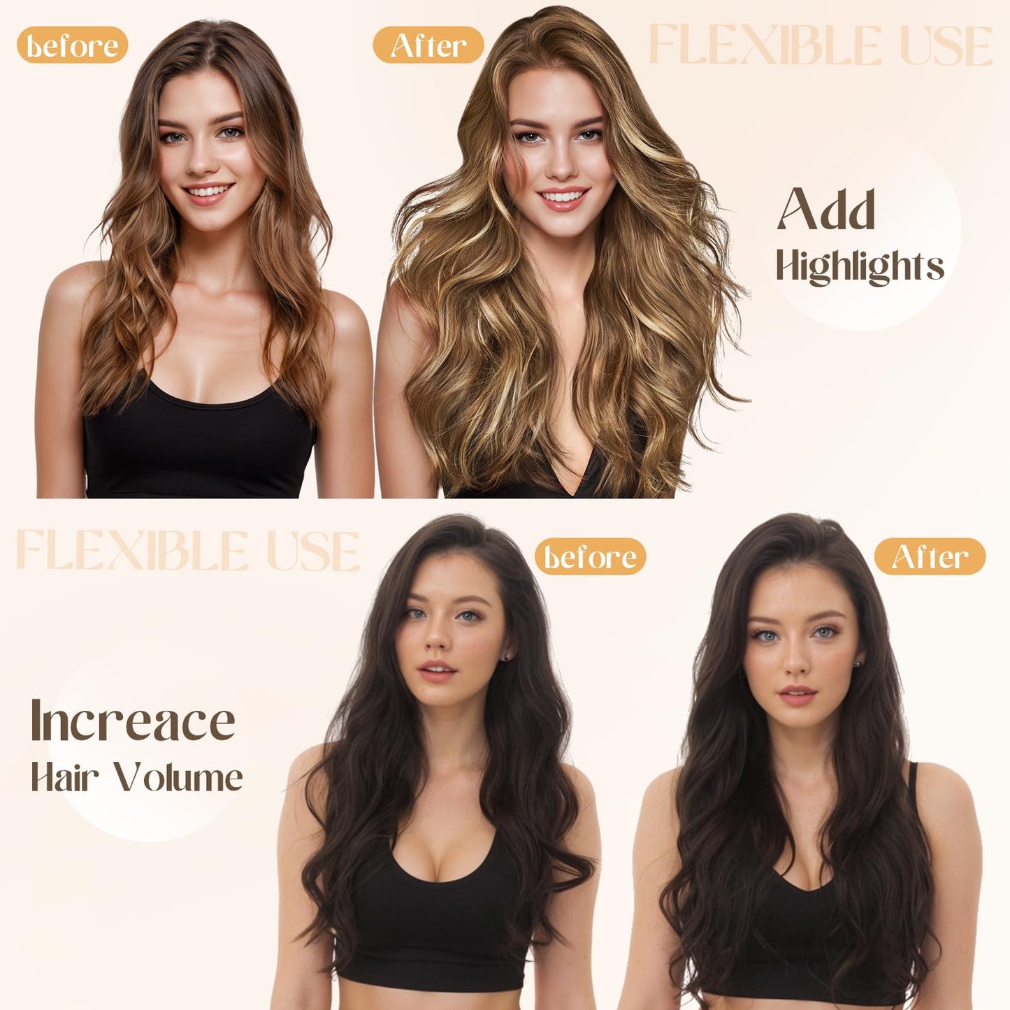 S-noilite 6Pcs Clip in Human Hair Extensions,Remy Single Clip in Hair Extensions 6Pcs 6clips Straight Ash Blonde/Bleach Blonde Seamless Hairpieces for Women 18Inch 44g