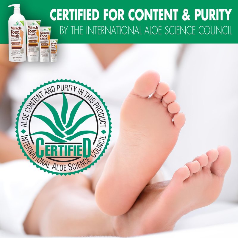 Miracle Foot Repair Cream (8 oz / 2-Pack) Repairs Dry Cracked Heels and Feet, 60% Pure UltraAloe Moisturizes, Softens, and Repairs