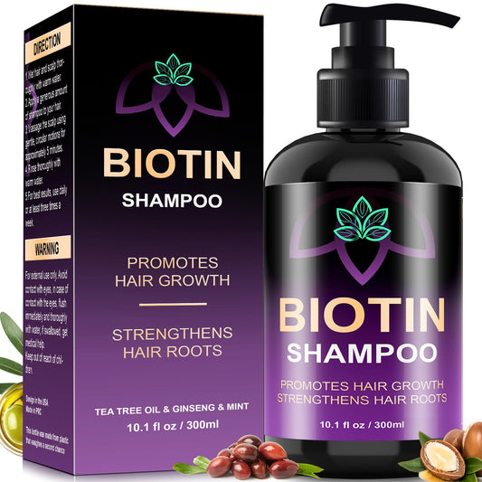 Biotin Hair Growth & Thickening Shampoo with Root Activator, Hair Loss Shampoo for Men And Women, Strengthen Roots, Control Oil & Thicken Thin Hair, Sulfate-Free, for All Hair Types, 10.1 Fl Oz-Fresh