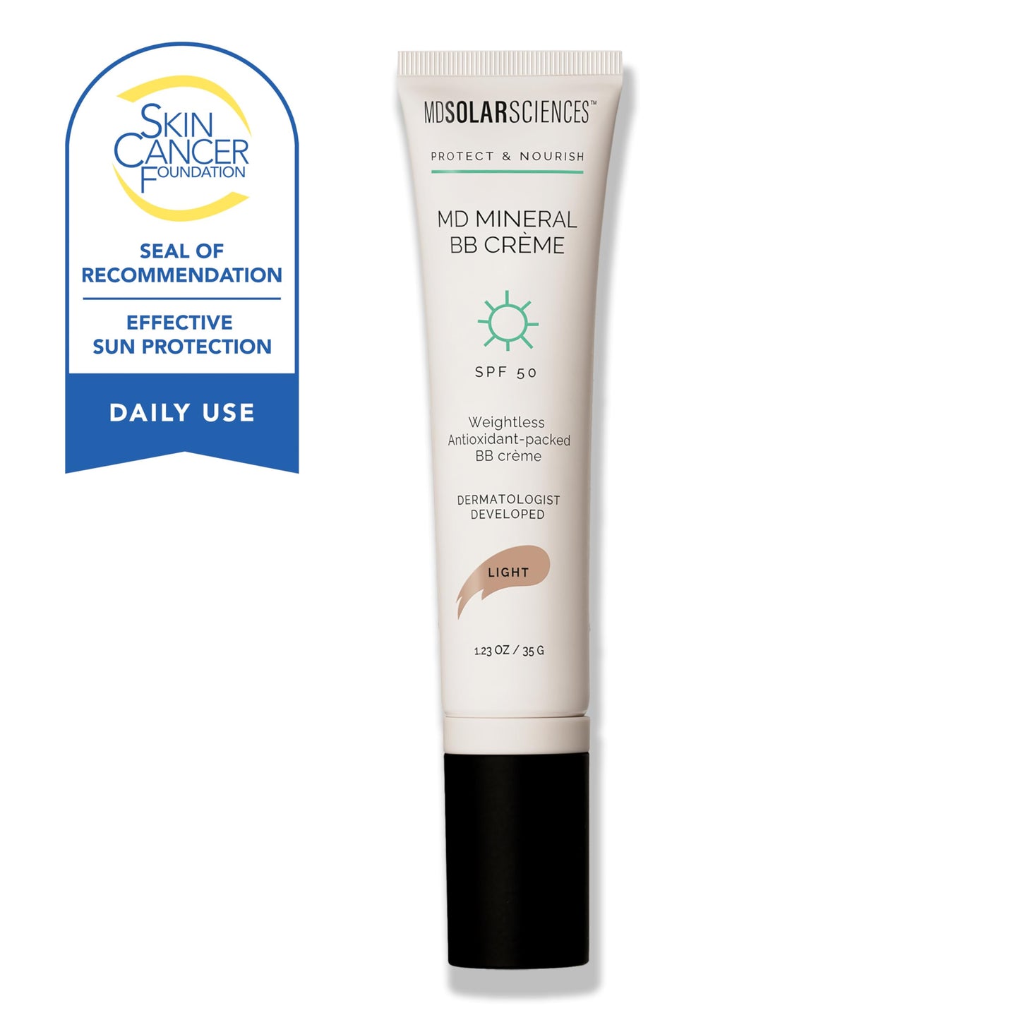 MDSolarSciences Mineral BB Creme SPF 50 | Hydrating, Sheer Tinted Mineral Sunscreen with Niacinamide, Caffeine & Squalane | Blurring, Anti-Aging, Clean & Reef Safe | Light 1.23 oz