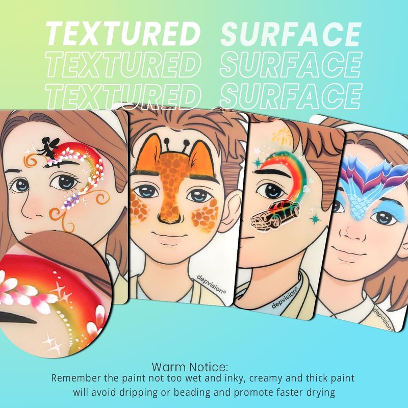 Reusable Face Paint Practice Board - 4 Colorful Templates for Kids | A4 Size Makeup Exercise