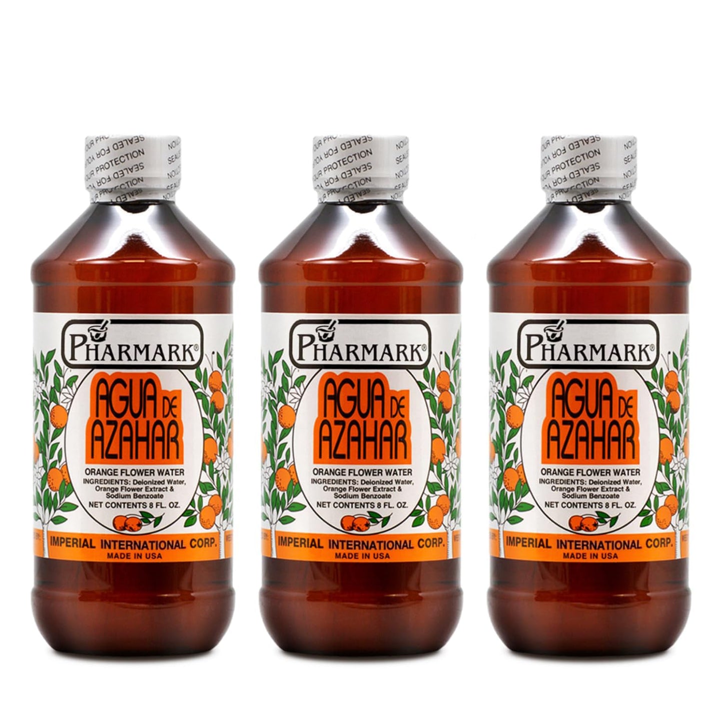 Pharmark Orange Flower Blossom Water - Natural Alcohol-Free Facial Toner & Hydrating Neroli Mist for Sensitive Skin - Soothing Botanical Astringent (8oz, Pack of 3)