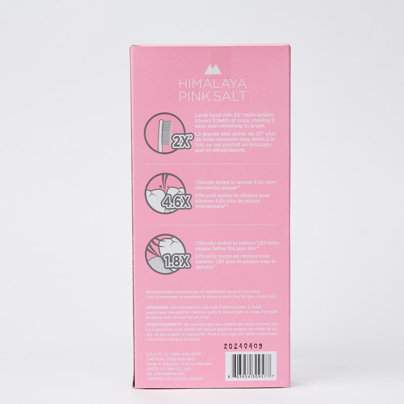 HIMALAYA PINKSALT Intensive Clean Toothbrush 4 Count - Extra-Large Toothbrushes for Adults, Plaque Remover for Teeth, Tapered Bristles Gentle on Teeth and Gum, Deep Clean Toothbrush