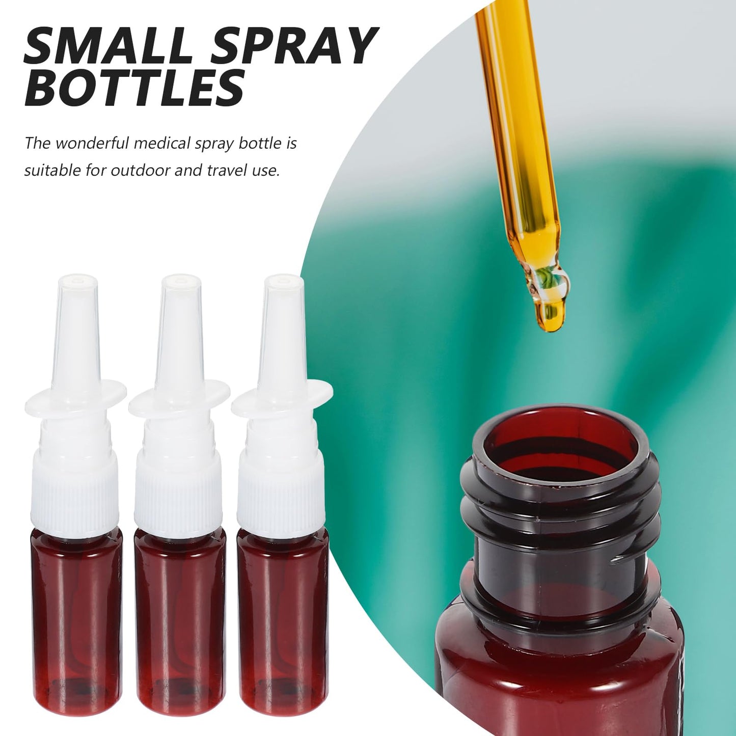 ARTIBETTER Empty Nasal Spray Bottle Amber Plastic Fine Mist Sprayers Refillable Container for Essential Oils Aromatherapy Perfume 15ml 10pcs (Pack of 2)