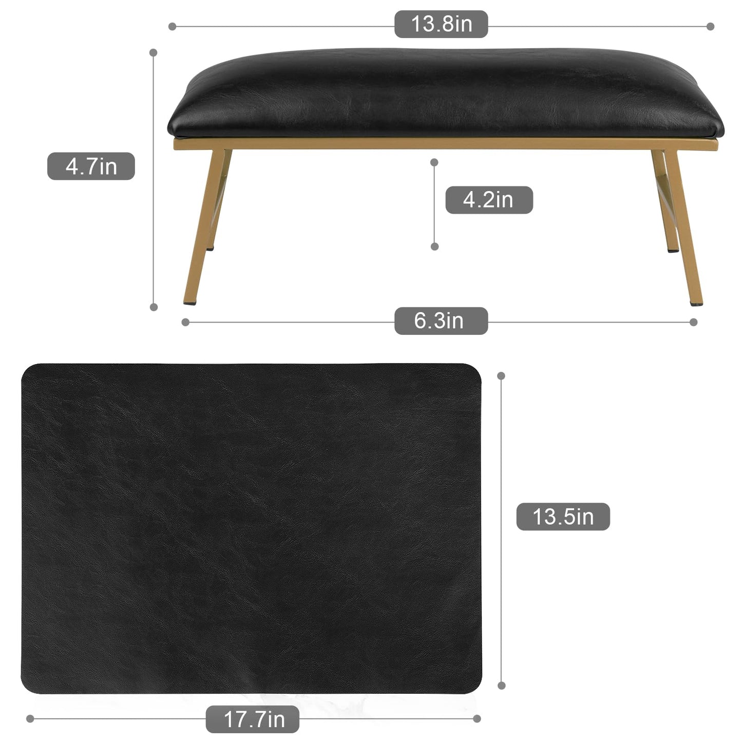 Arm Rest for Nails, Nail Arm Rest for Nail Tech with Microfiber Leather Nail Table Mat, Manicure Hand Rest Stand Nail Art Accessories Tool for Nails Tech(Marble)