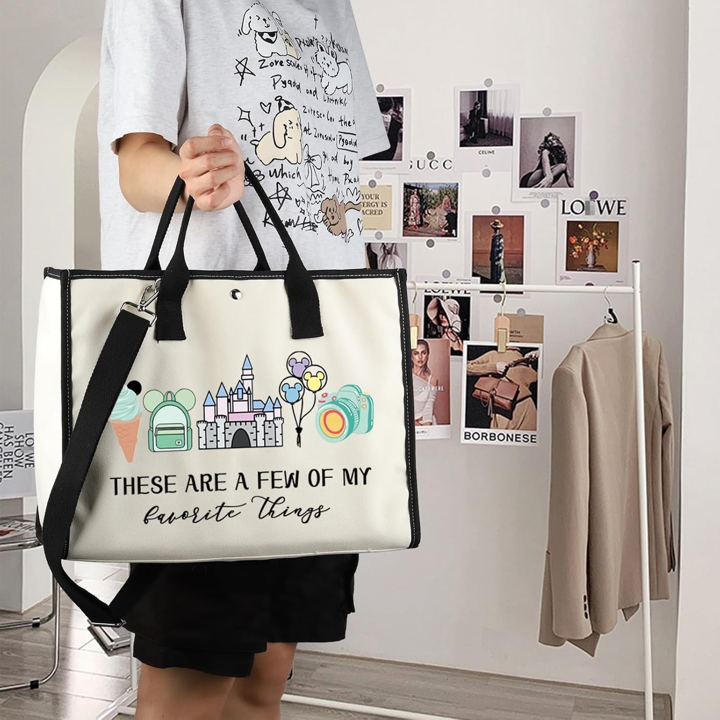 Fairytale Fans Tote Bag - Mouse Family Trip Snacks & Makeup Organizer | Magic Kingdom Design