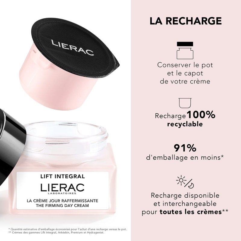 Lierac Lift Integral Firming Day Cream Refill - Moisturizer with Hyaluronic Acid - Firms, Hydrates & Smooths Wrinkles - Suitable for All Skin Types, Including Sensitive - 50ml Jar Refill