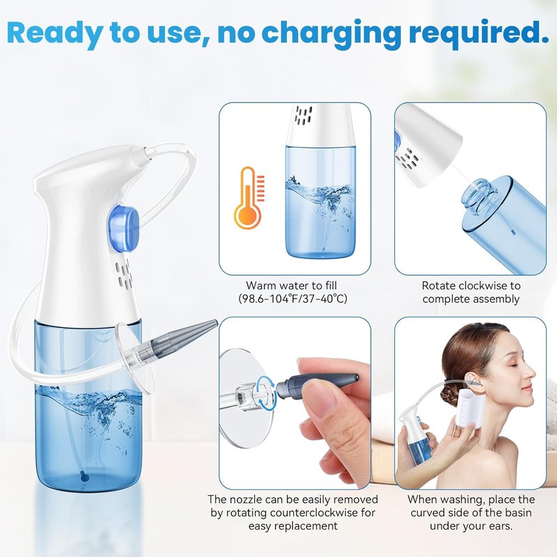 Rechargeable Ear Dryer - Efficient Ear Water Remover | Manual Irrigation System
