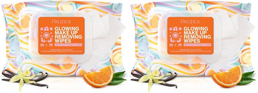 Pacifica Beauty, Glowing Makeup Remover Wipes, Glycolic Acid, Coconut Water, Aloe Infused, Daily Cleansing, Exfoliating, Clean Skin Care, Plant Fiber Facial Towelettes, Vegan & Cruelty Free