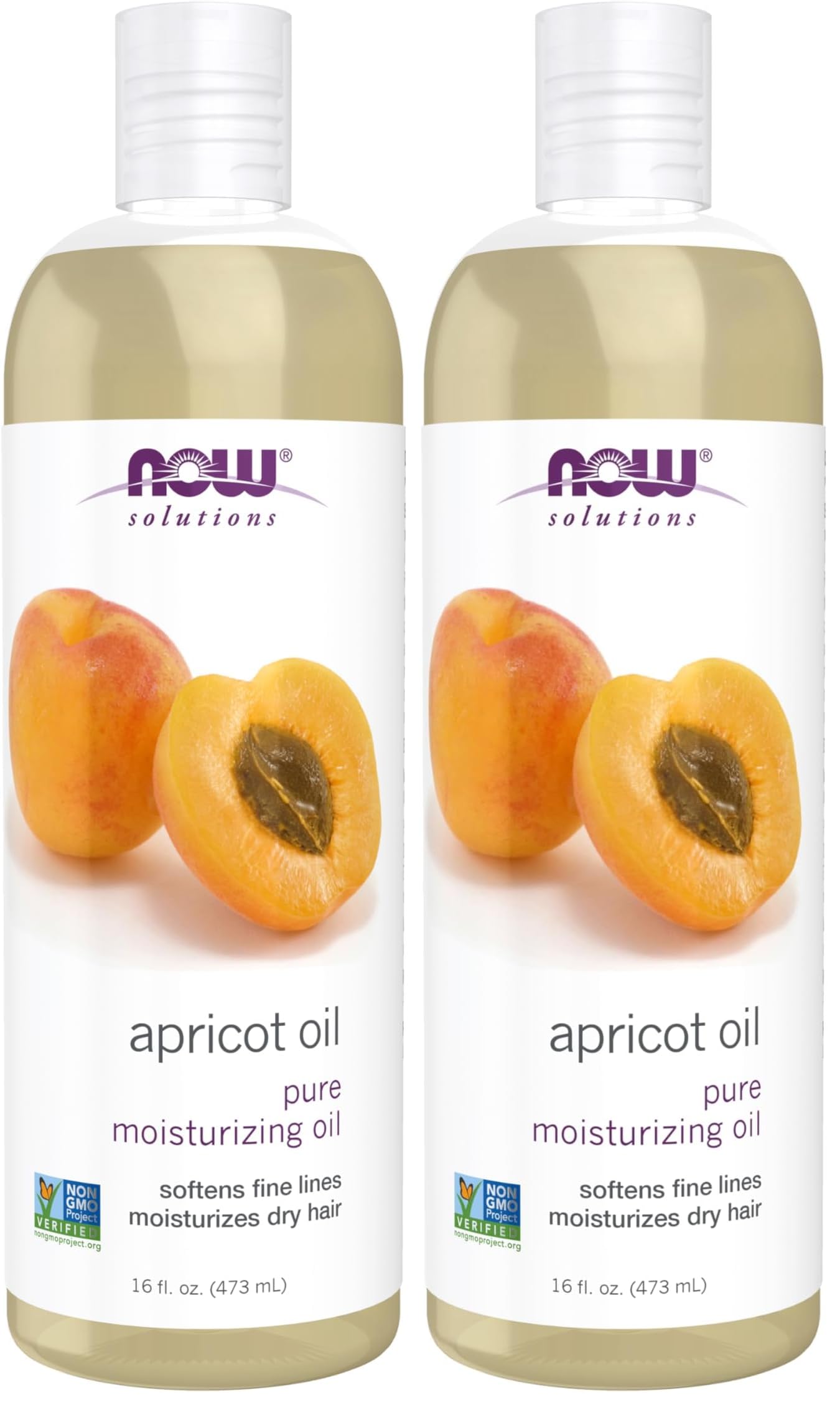 NOW Solutions, Apricot Kernel Oil, Hair Moisturizer, Rejuvenating Skin Oil, Softens Fine Lines, 16-Ounce (Pack of 2)